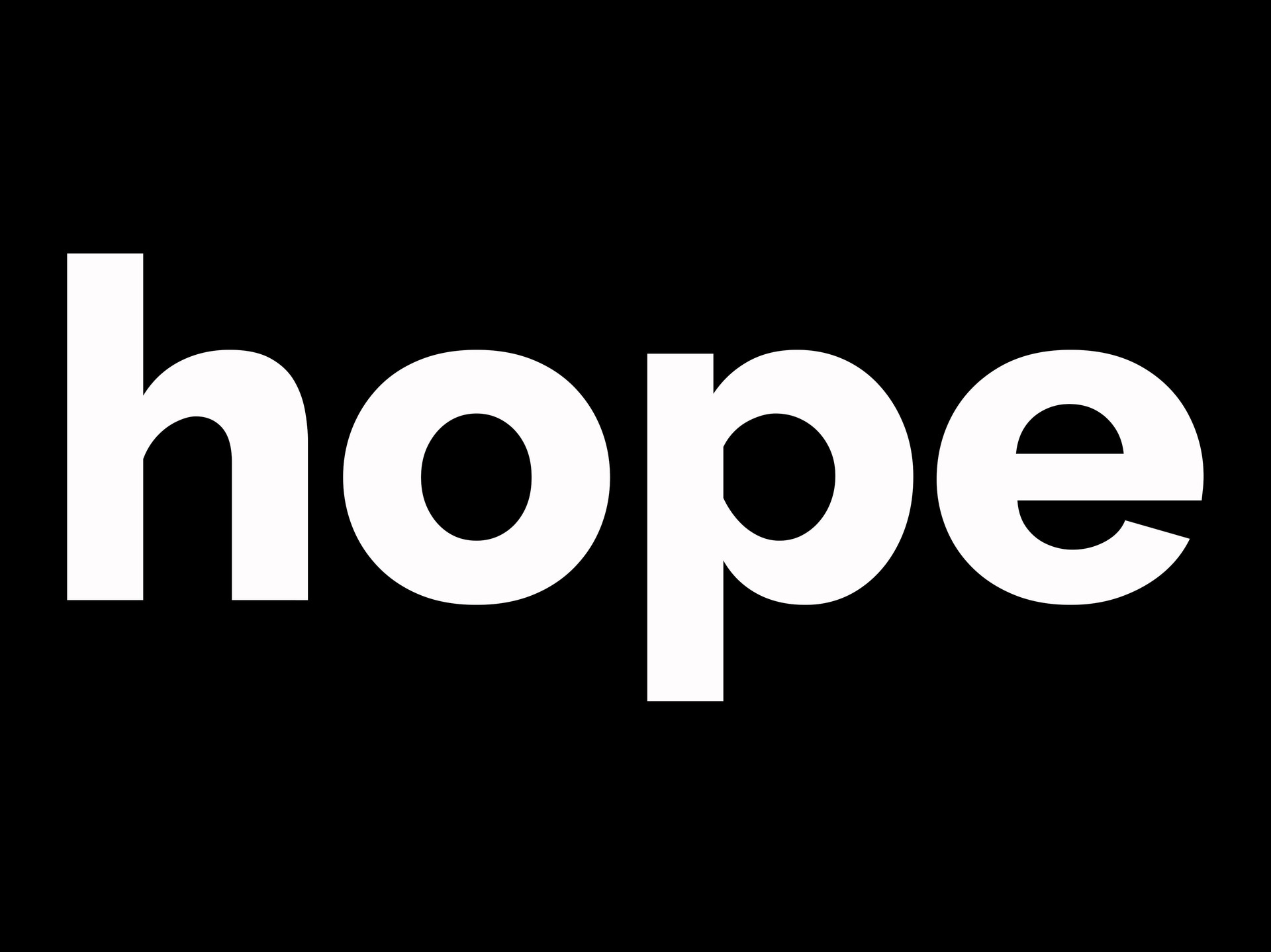 `HOPE´as a graphic written sign i black and white with black flames